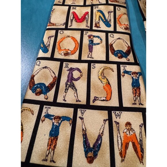 Vintage Museum Artifacts Tie ALL SILK with tag– 18th Century Colonial Alphabet ( - Picture 8 of 9